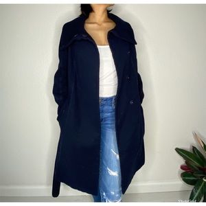 H&M Navy blue funnel neck coat